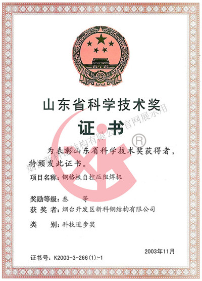 山东省科技进步奖三等奖